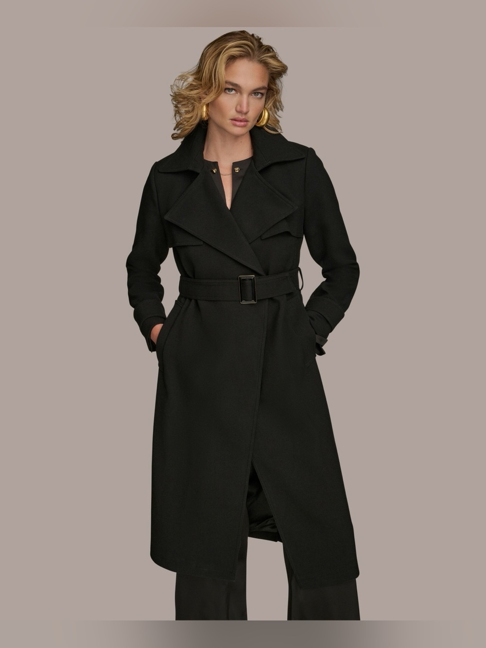 NWT Donna Karan New York Belted Notched-Collar Trench Coat XL